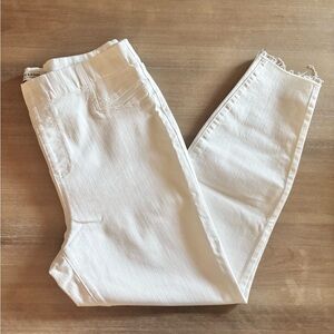 Liverpool White Pull-on Jegging Jeans Denim Skinny Ankle Raw Hem, Size 12/31